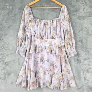 Womens Dress XXL Babydoll Romantic Floral Off Shoulder Tiered Fairy Coquette